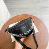 с доставкой Silver Chain Design PU Leather Crossbody Bags For Women 2021 Shoulder Messenger Handbags Small Chest Bag Travel