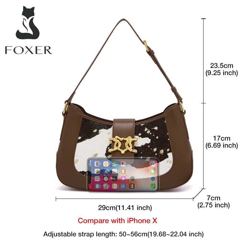 FOXER Lady New Niche Retro Armpit Shoulder Bag Fashion And Versatile Split Leather Messenger Bag High Quality Woman Hobos Bag