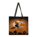 Halloween and cat print tote bag tote bag casual tote bag shoulder bag female beach bag foldable shopping bag