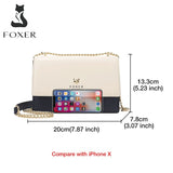 FOXER Fashion Luxury Messenger Bag Multi-Compartment Split Leather Ladies Shoulder Bag Organ Style Chain Small Square Bag Women