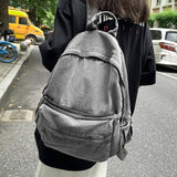 Christmas Gift New Gray Denim Backpack Women's Leisure Travel Outing Shoulder Bag Female Fashion Schoolbags Suitable For Boys And Girls Mochila