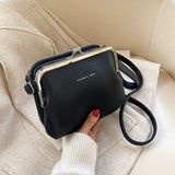 Christmas Gift Casual Clip Bag Simple Women Messenger Bag PU Leather Lady Shoulder Crossbody Bag Kiss Party Evening Clutch Purse
