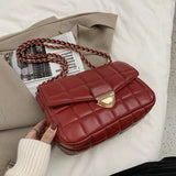 Christmas Gift 2021 Fashion New Branded Trending PU Leather Women's Designer Handbag and Purses Chain Lattice Square Shoulder Crossbody Bag
