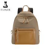 FOXER Fashion Simple Ladies Fabric Backpack Retro Large Capacity Travel Bag High-Quality Student Schoolbag Hit Color Woman Bag