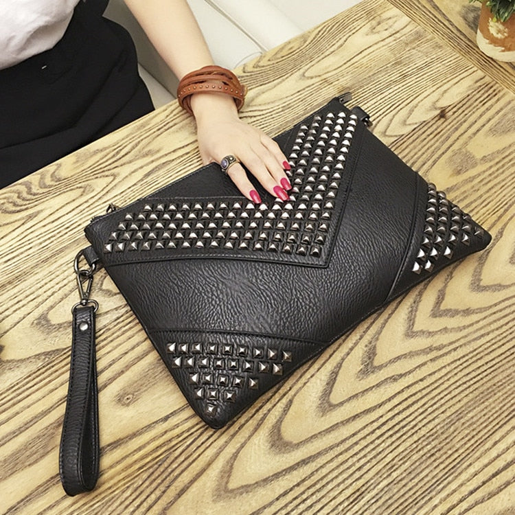 Envelope Clutch Bag for Women Luxury design Purse and Handbags Fashion Rivet Party Evening Clutches For Ladies Shoulder Bag bao