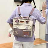Kawaii Horizontal Backpack for Teenage Girl Portable Multifunctional Travel Shoulder Bags Female Small Schoolbag Women Backpacks