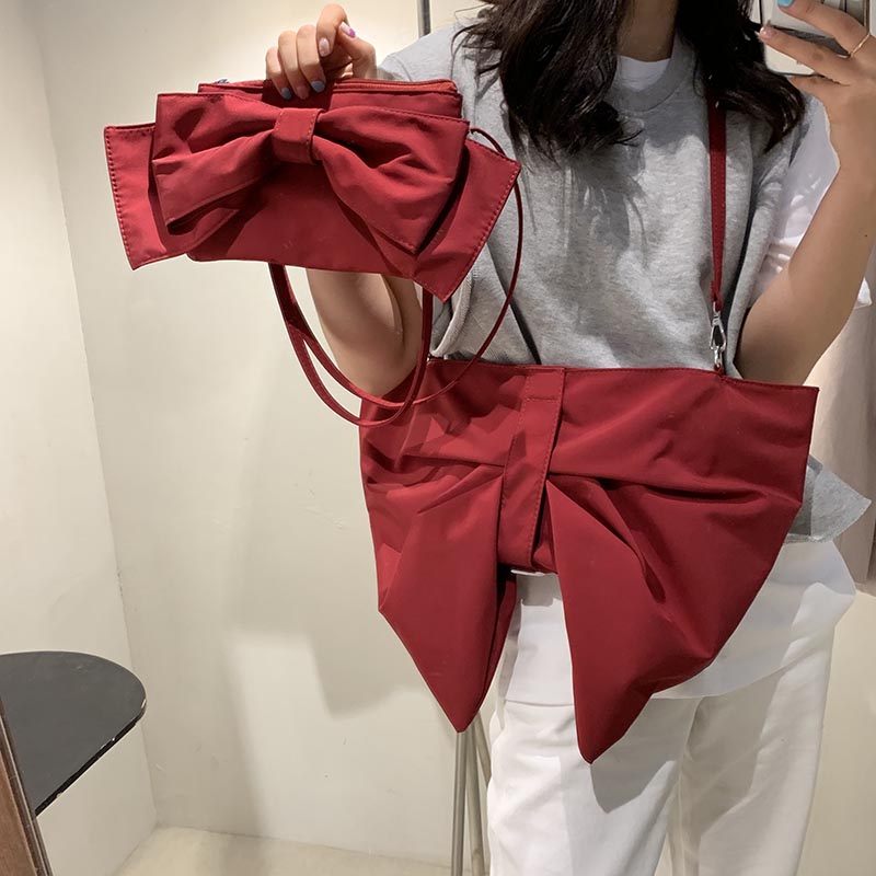 Sweet Big Bow Square Crossbody bag 2021 Fashiona New High-quality Nylon Women's Designer Handbag Travel Shoulder Messenger Bag
