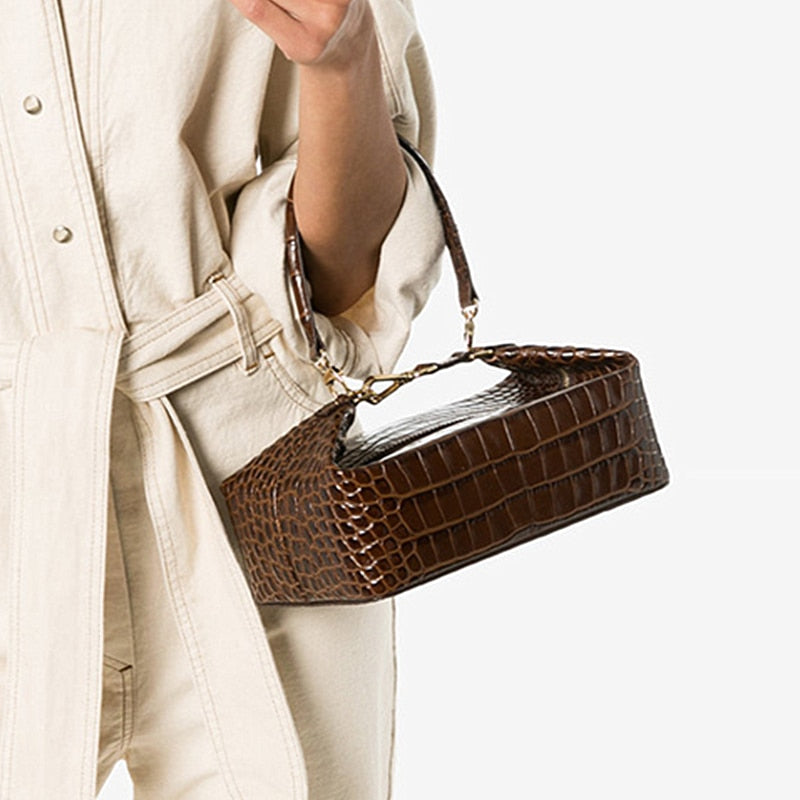 Luxury Brand Crocodile Small Handbags For Women Chic Design Box Party Phone Tote Purse High Quality Shoulder Crossbody Bag 2021