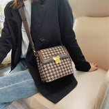 Retro lattice Women's Shoulder Bags Fashion pu leather crossbody bags for women female women handbag Bucket bag Women's bag