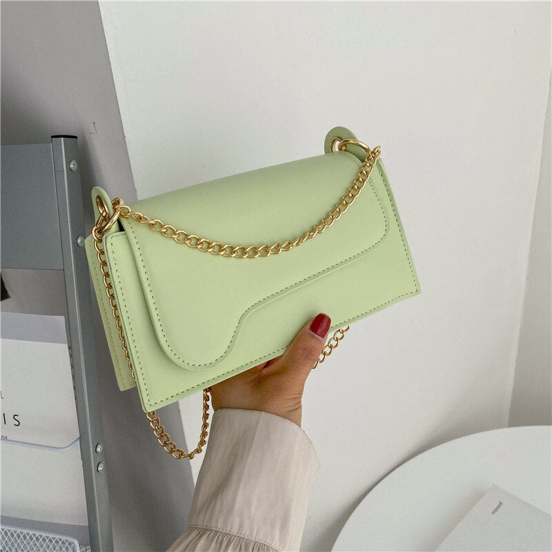 Christmas Gift Women Small Flap Crossbody Bags Solid Color Chain Handbags New Quality Pu Leather Messenger Bag Female Casual Shoulder Bags Sac