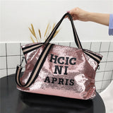 Fashion Letter Exquisite Handbag Sequins Crossbody Shopping Bag Large Capacity Top-Handle Bag for Women Glitter Shoulder Handbag