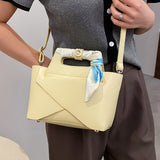 Women handbag small Brand Luxury Silk Scarf Female Shoulder bags PU Leather Travel ladies composite Totes Crossbody bags yellow