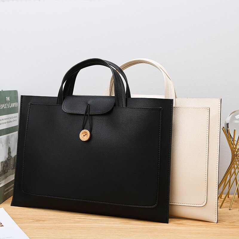 Christmas Gift Solid PU Leather Handbag Women Fashion Business Briefcase Laptop Bag Simple Casual Lady 2021 Vintage Designer Commuter Tote Bags