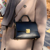 Back to College Vintage Pure color Tote bag 2021 Fashion New Quality PU Leather Women's Designer Handbag High capacity Shoulder Messenger Bag