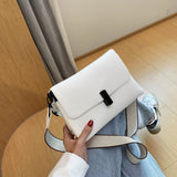 Vvsha Wide strap Shoulder bags for women Crossbody Bags 2022 Solid Color Lady messenger Bag Small PU Leather Ladies Handbags white