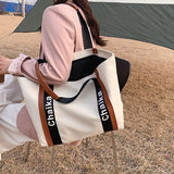 Christmas Gift Lazy Style Women's Large Capacity Shopping Bags Canvas Handbags Underarm Single Shoulder Bags Korean Fashion College Style Bags