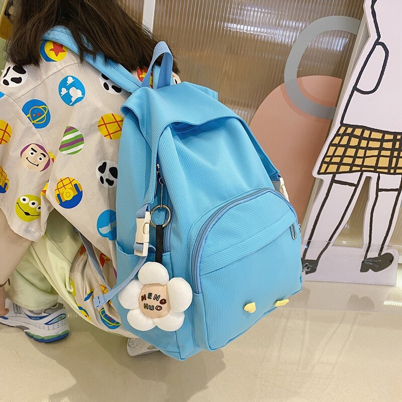 DCIMOR New Kawaii Nylon Women Backpack Female Candy Color Guard Against Theft Knapsack Teen Girls School Bag Travel Mochila