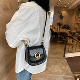 Christmas Gift PU Leather Saddle Bags For Women 2021 Fashion Shoulder Simple Bag Lady Solid Color Solid Handbags