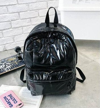 Christmas Gift Fashion Space Padded Women Backpacks Winter Down Cotton School Bags for Teenager Designer Travel Bag Female Big Purses 2021 New