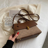 Christmas Gift Houndstooth Small PU Leather Shoulder Crossbody Bags with Short Handle for Women 2021 Hit Winter Simple Handbags and Purses