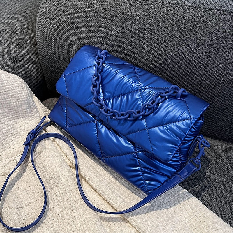 с доставкой Luxury Designer Small Nylon Shoulder Crossbody Bags for Women 2021 Women's Winter Branded Chain Handbags and Purses