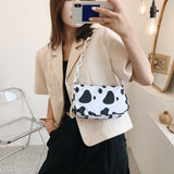 Fashion Cow Milk Print Underarm Shoulder Bags Nylon Women Handbag Totes Female Casual Popular Simple Female Daily Top-handle Bag