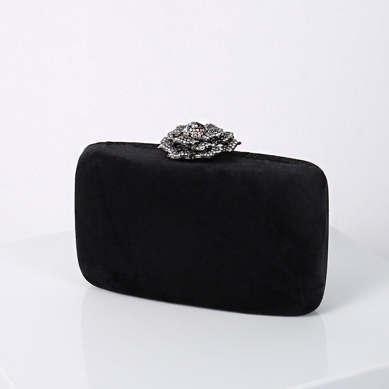 Velvet Clutch Bag for Women Luxury Designer Purse and Handbag Diamond Flower Lock Elegant Evening Bag Wedding Clutch ZD1905