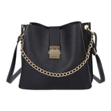 Fashion PU Leather Women's Bucket Bag Luxury Retro Chain Messenger Bag Simple Shoulder Bag Casual Tote Bag