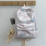 Back to College New Tie-dye Canvas Women Backpack Female Lovely Travel Bag Teenage Girls High Quality Schoolbag Lady's Knapsack Small Book Bag
