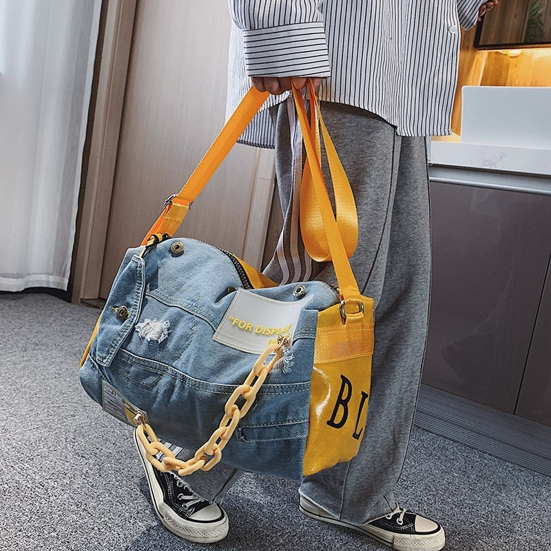 Vvsha Fashion Denim Women Shoulder Bags Large Capacity Travel Bag Designer Women Bags Luxury Blue Jeans Crossbody Bag Female Big Purse