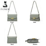 FOXER original wave design autumn and winter crossbody bag fashion all-match lady split leather shoulder bag woman square bag