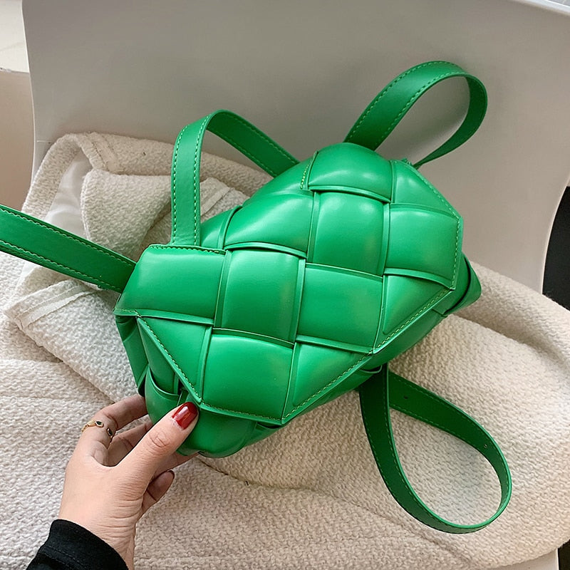 Christmas Gift Small Green Woven Square Tote 2021 hit Fashion High-quality PU Leather Women's Designer Handbag Luxury Shoulder Crossbody Bag
