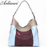 Arliwwi Genuine First Layer of Cow Leather Shoulder Bags Women Luxury New Rivet Real Leather Messenger Handbags For Female GM02