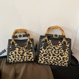Handbags For Women 2021 Designer Luxury Leopard Print Crossbody Bag Fashion Bamboo Handl Evening Square Brand Shoulder Purses