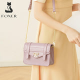 FOXER 2020 Fashion Korean Style Girls's Small Messenger Bag Elegant Outdoor Dating Shoulder Bag for Women Cowhide Cross-body Bag
