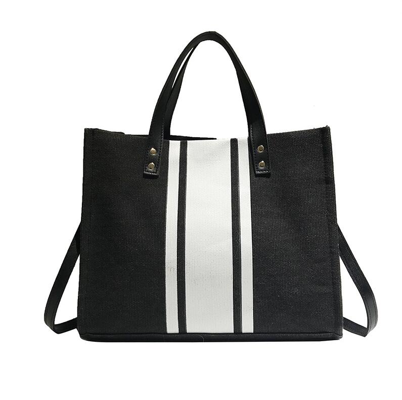 New Summer Linen Shoulder Bag For Women Fashion Girls Canvas Contrast Color Handbag Matching Retro Wild Shoulder Bag Oblique Bag