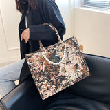 Luxury Flowers Designer Big Tote Handbag for Women 2021 NEW Lady Fashion Trends Brand Beading Shopper Shoulder Shopping Bag