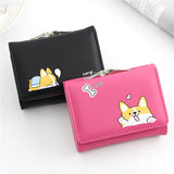New Women Small Wallets Cartera Mujer Cute Corgi Doge Design Ladies PU Leather Female Short Money Purses With Coin Pocket