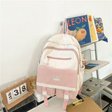 DCIMOR New Contrast Color Waterproof Nylon Women Backpack Female Multi-pocket Big Schoolbag Teenage Girls Lovely Travel Bag
