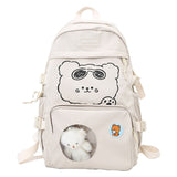 Back to College Kawaii Bear Print Japan Backapck Cute Funny Schpool Daily Bags Waterproof Roomy Clear Teenager College Mochila Travel Bag Pack