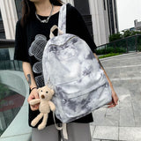 Back to College New Tie-dye Canvas Women Backpack Female Lovely Travel Bag Teenage Girls High Quality Schoolbag Lady's Knapsack Small Book Bag