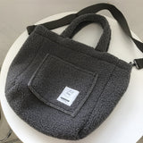 Christmas Gift Korean Winter Wool Fluffy Handbags for Women Plush Furry Brand Designer Female Crossbody Bag Weekend Ladies Shoulder Bag 2021