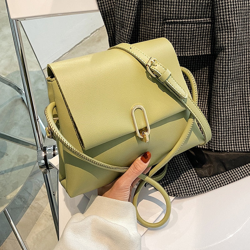 Solid color Square Crossbody bag 2021 New High-quality PU Leather Women's Designer Handbag High capacity Shoulder Messenger Bag