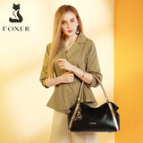 FOXER Fashion Genuine Leather Women Top-Handle Bags Soft Lady Commute Shoulder Bag Mother Fall Winter Purse Elegant Female Tote