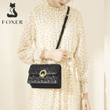 FOXER Classical Lady Small Crossbody Bag Girl's Dating Casual Shoulder Flap Bag Cowhide Luxury High Quality Female Messenger Bag