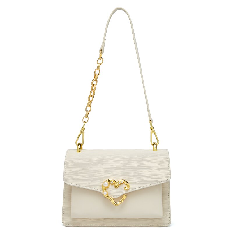FOXER New Ladies Love Shoulder Bag Simple Split Leather Messenger Bag Fashion Luxury Underarm Bag Valentine's Day Gift Woman Bag