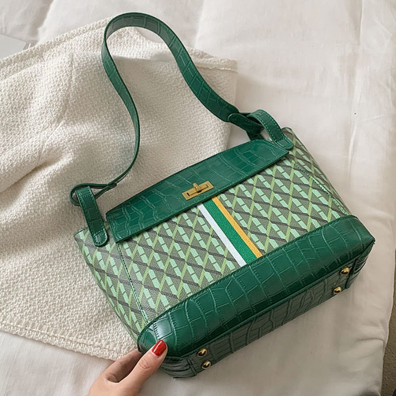 Crocodile pattern Large Armpit bag LEFTSIDE Fashion New PU Leather Women's Designer Handbag High capacity Shoulder Messenger Bag