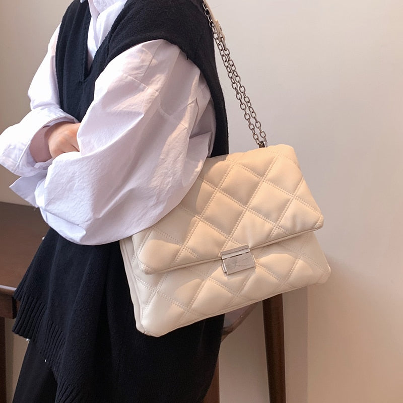 с доставкой  Vintage Classical Pu Leather Flap lock Crossbody Bags for Women 2021 Winter Designer Chain Shoulder Handbags