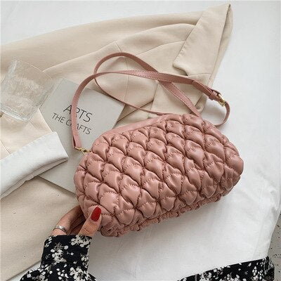 New Style Weave Soft PU Leather Small Crossbody Bags for Women 2021 Solid Color Shoulder Purses and Handbags Travel Trends