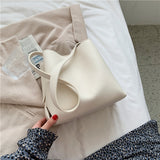 Christmas Gift PU Leather Bucket Shoulder Crossbody Bag For Women 2021 Branded Simple Trendy Luxury Solid Color Handbags Female Travel